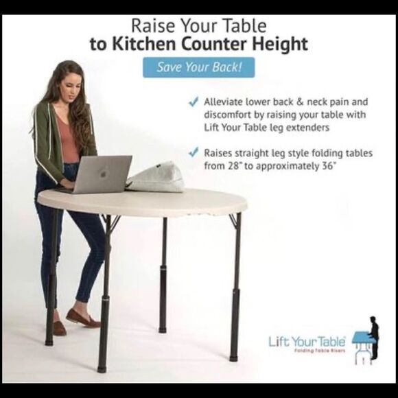 Lift Your Table™ Leg Extensions - for Use with Straight Leg Folding Tables - Picture 1 of 6
